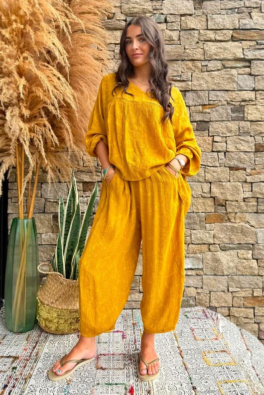 Kiti Paisley Damask Artist Smock Tumeric